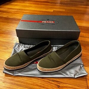 Prada Olive Green Espadrilles Women’s Size 38 – With Box & Dust Bag